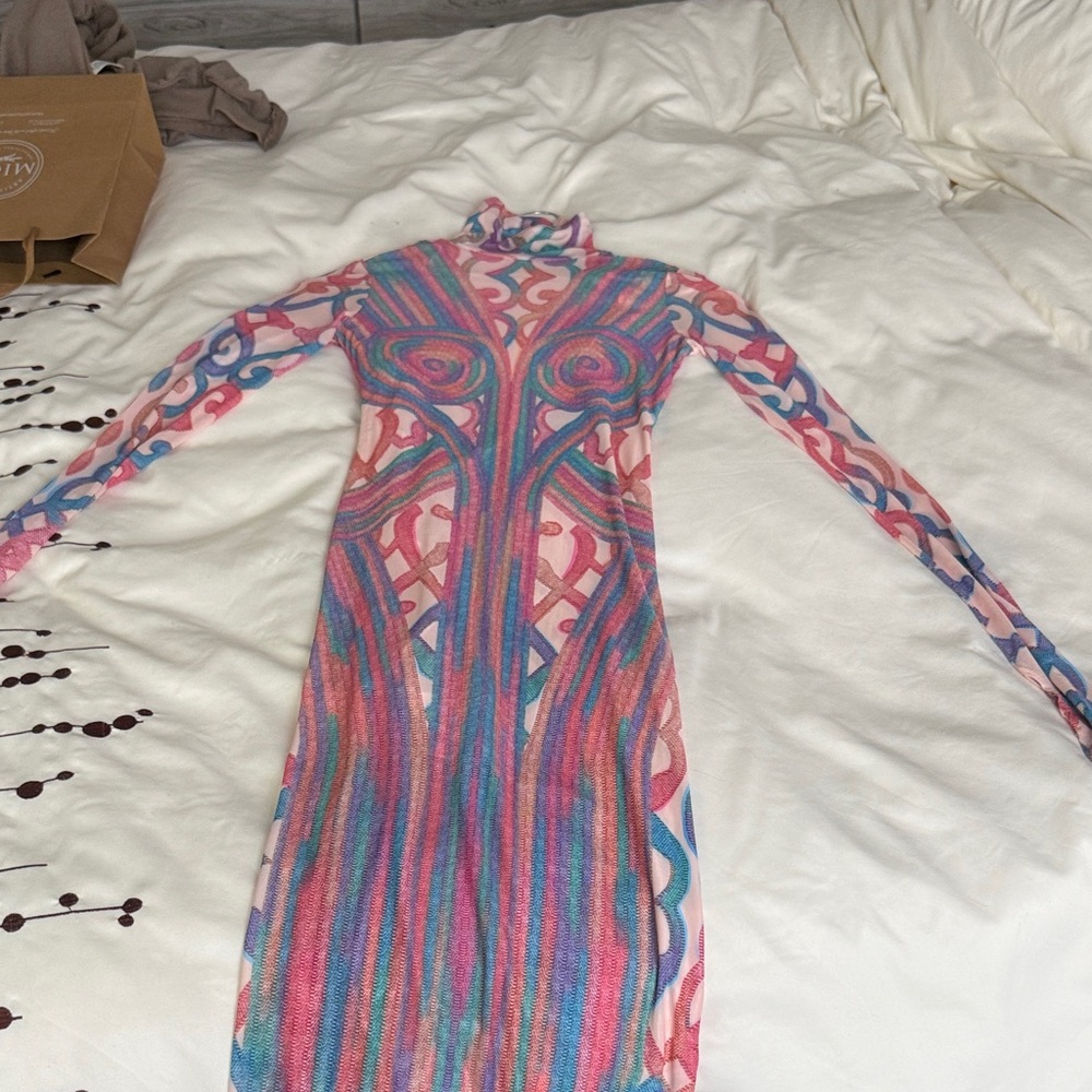 Vibrant Abstract Long Sleeve Dress